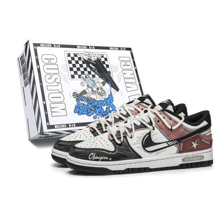 Nike Nike Dunk Biker Knight, Box Abrasion Resistant Abrasion Resistant Low top Skateboard Shoes Unisex White Black Red