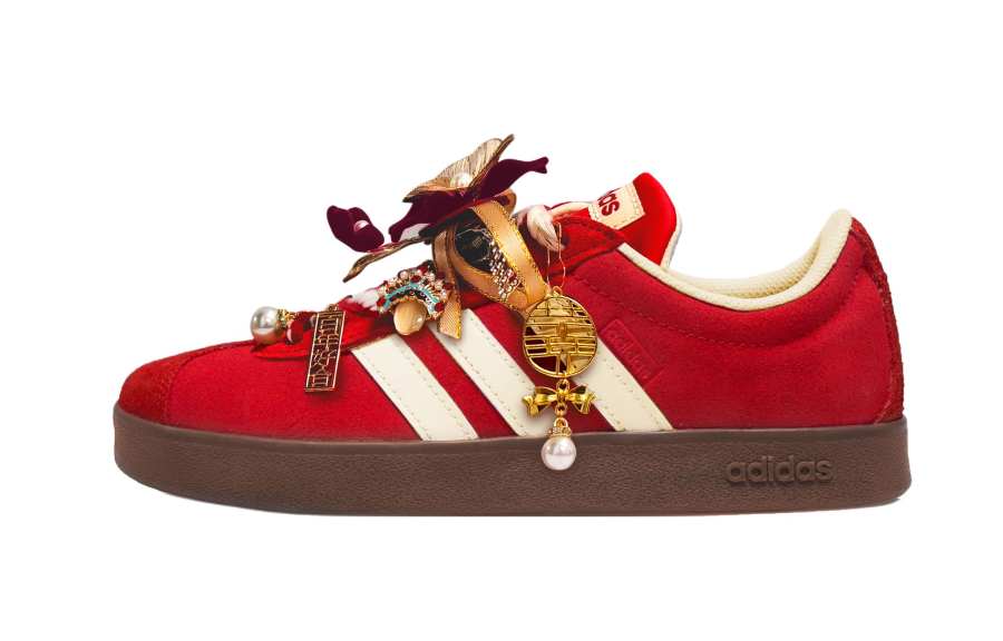 Adidas Adidas Vl Court Classic Cherry Bomb, Harmony And Melody Abrasion Resistant Low top Skateboard Shoes Unisex Red