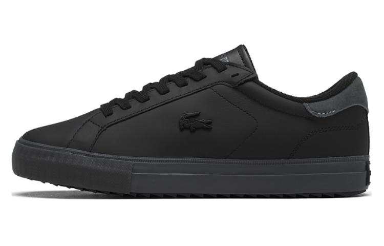 LACOSTE Leather Low top Skateboard Shoes Men's Black