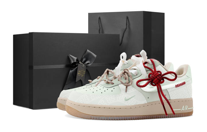 Nike Nike Air Force 1 Slip Resistant Abrasion Resistant Low top Skateboard Shoes Women's Green White