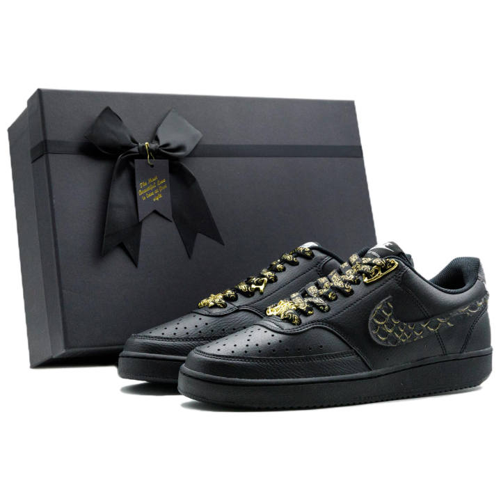 Nike Nike Court Vision 1 Dark Gold Knight, Obsidian Box Abrasion Resistant Height Increasing Low top Skateboard Shoes Unisex