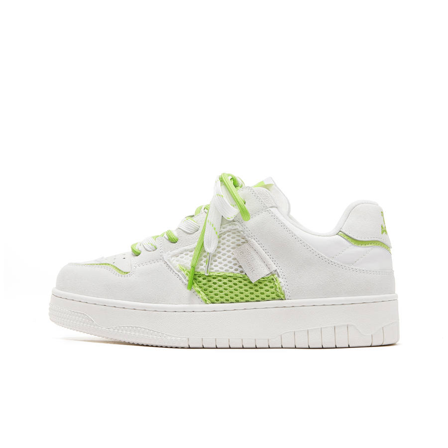 IMARSE Slip Resistant, Abrasion Resistant, Height Increasing Low top Skateboard Shoes Unisex White Green