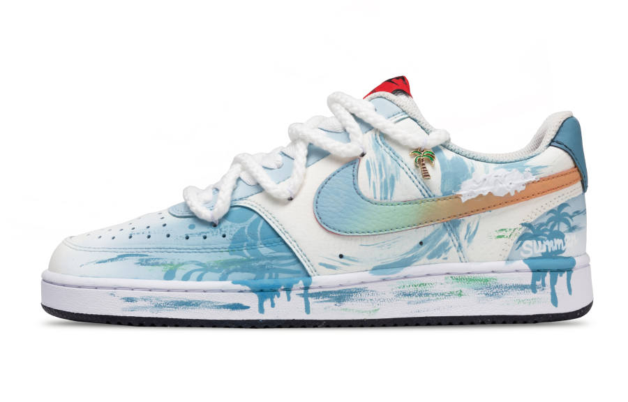 Nike Nike Court Vision 1 Abrasion Resistant Low top Skateboard Shoes Men's White Blue Orange