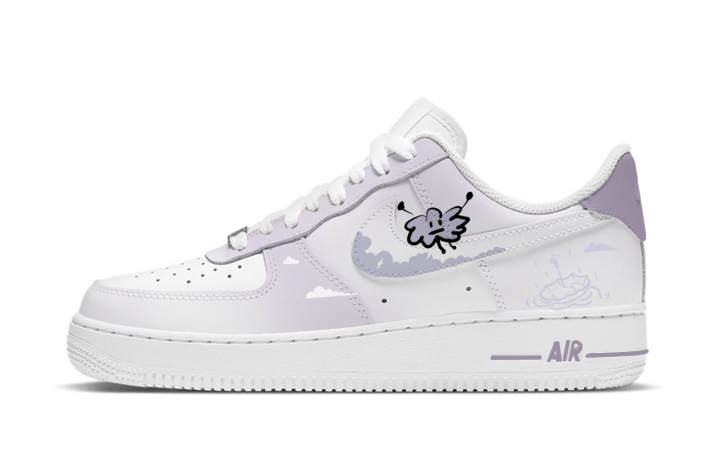 Nike Nike Air Force 1 Purple Umbrella Slip Resistant Abrasion Resistant Low top Skateboard Shoes Women's Purple White