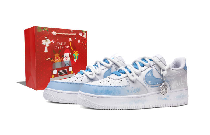 Nike Nike Air Force 1 Abrasion Resistant Low top Skateboard Shoes Unisex White Blue