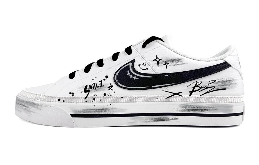 Nike Nike Court Legacy Steam Rose, Graffiti Smiley Face Slip Resistant Abrasion Resistant Slip Resistant Abrasion Resistant
