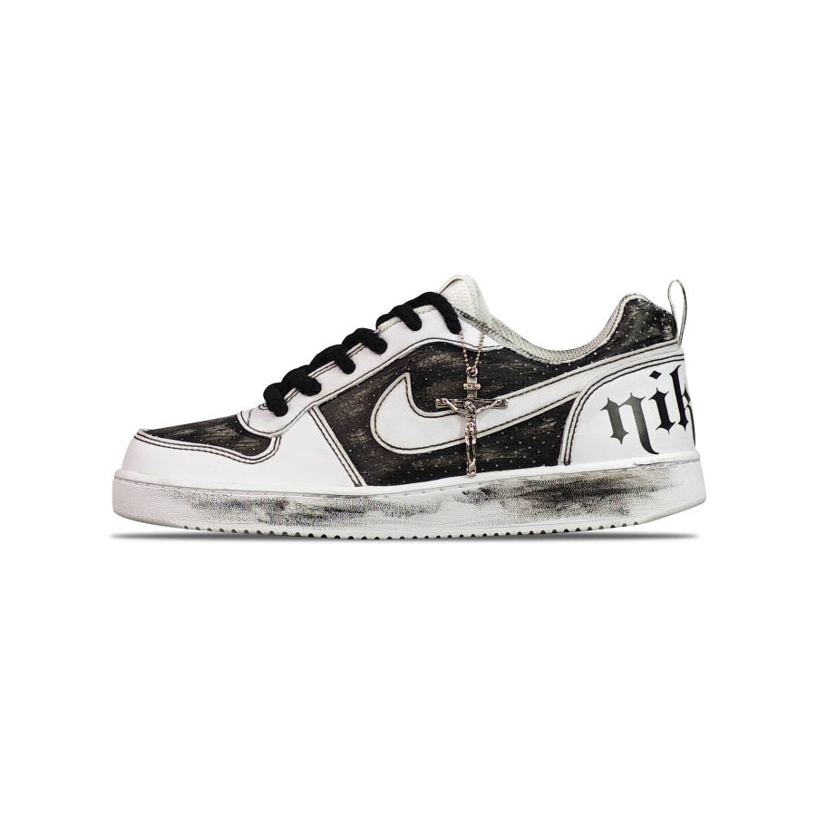 Nike Nike Court Borough Slip Resistant Abrasion Resistant Low top Skateboard Shoes Unisex Black White