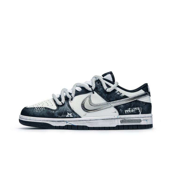 Nike Nike Dunk Speed Silver Leather Abrasion Resistant Lightweight Low top Skateboard Shoes Men's Silver White