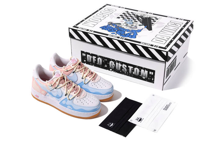 Nike Nike Air Force 1 Low top Skateboard Shoes Unisex Pink Blue