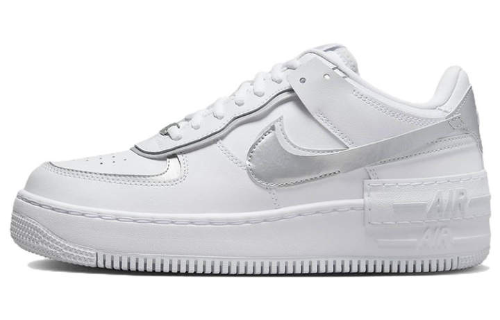 Nike Nike Air Force1 Shadow Streetwear Low top Skateboard Shoes Women's White Silver