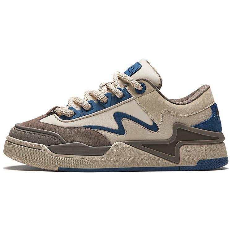 Anta Jie S Slip Resistant Cushioning Abrasion Resistant Low top Skateboard Shoes Men's Beige Brown Blue