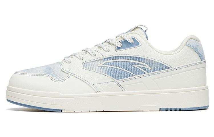 Anta Slip Resistant Abrasion Resistant Low top Skateboard Shoes Women's White Blue Tie Dye
