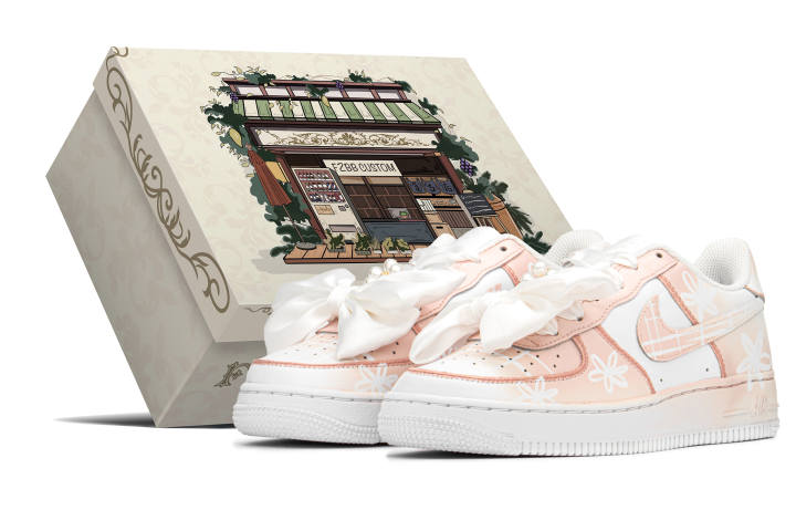 Nike Nike Air Force 1 Leather Slip Resistant Cushioning Abrasion Resistant Low top Skateboard Shoes GS Pink White