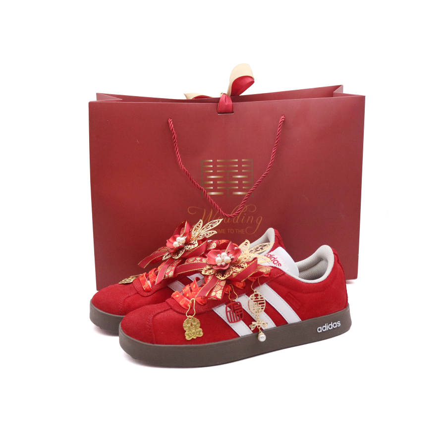 Adidas Adidas VL COURT 2.0 Leather Lightweight Low top Skateboard Shoes Unisex Red White