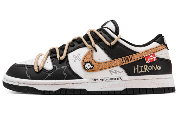 Nike Nike Dunk Reshaping Leather Cushioning Abrasion Resistant Low top Skateboard Shoes Unisex White Black