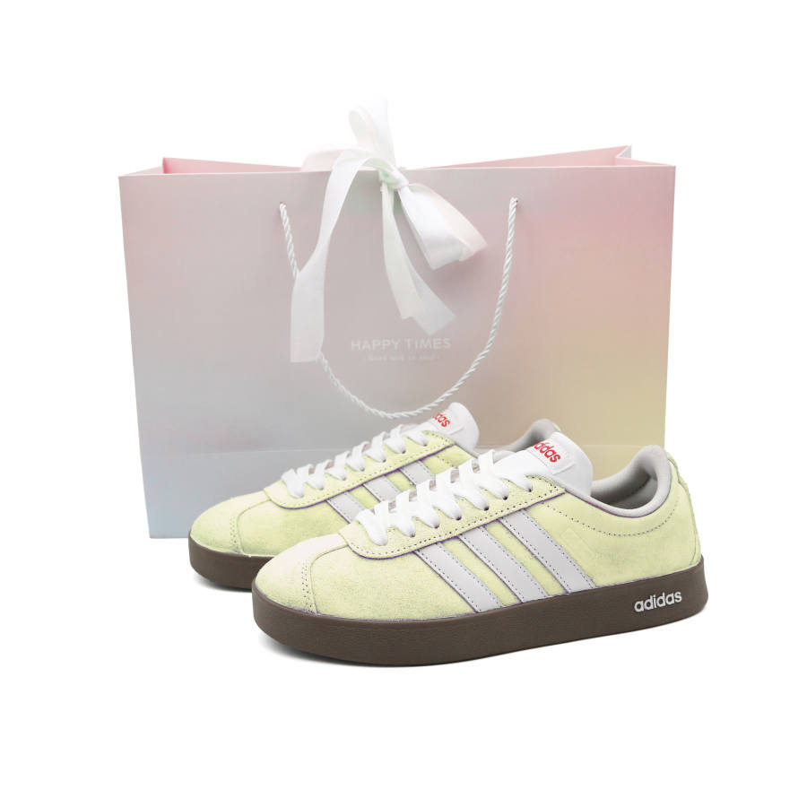 Adidas Neo Vl Court Classic Lightweight Anti Slip Low top Skateboard Shoes Unisex Yellow White