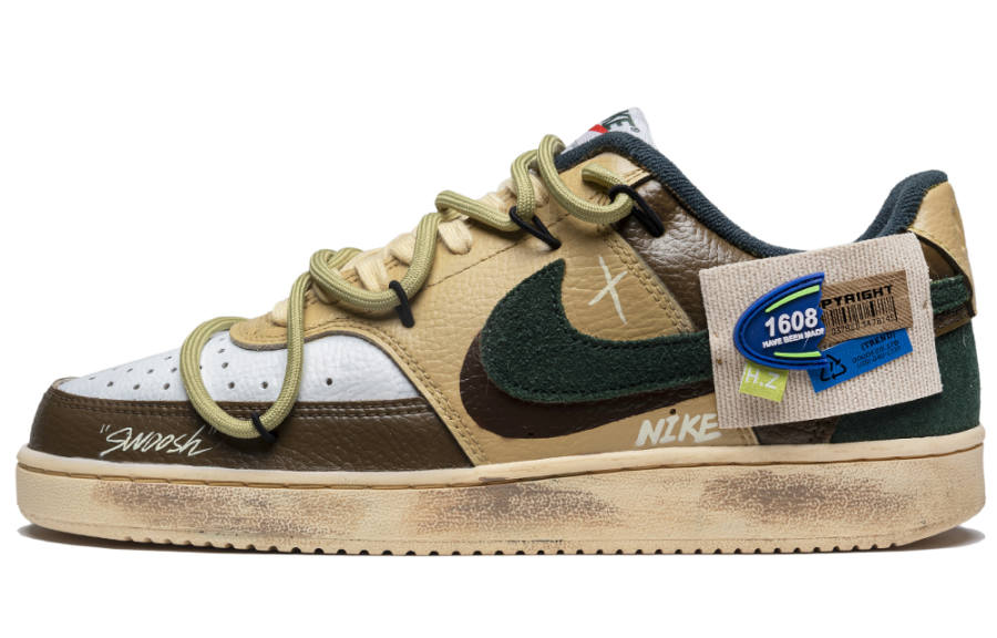 Nike Nike Court Vision 1 Slip Resistant Abrasion Resistant Low top Skateboard Shoes Unisex Mocha Green
