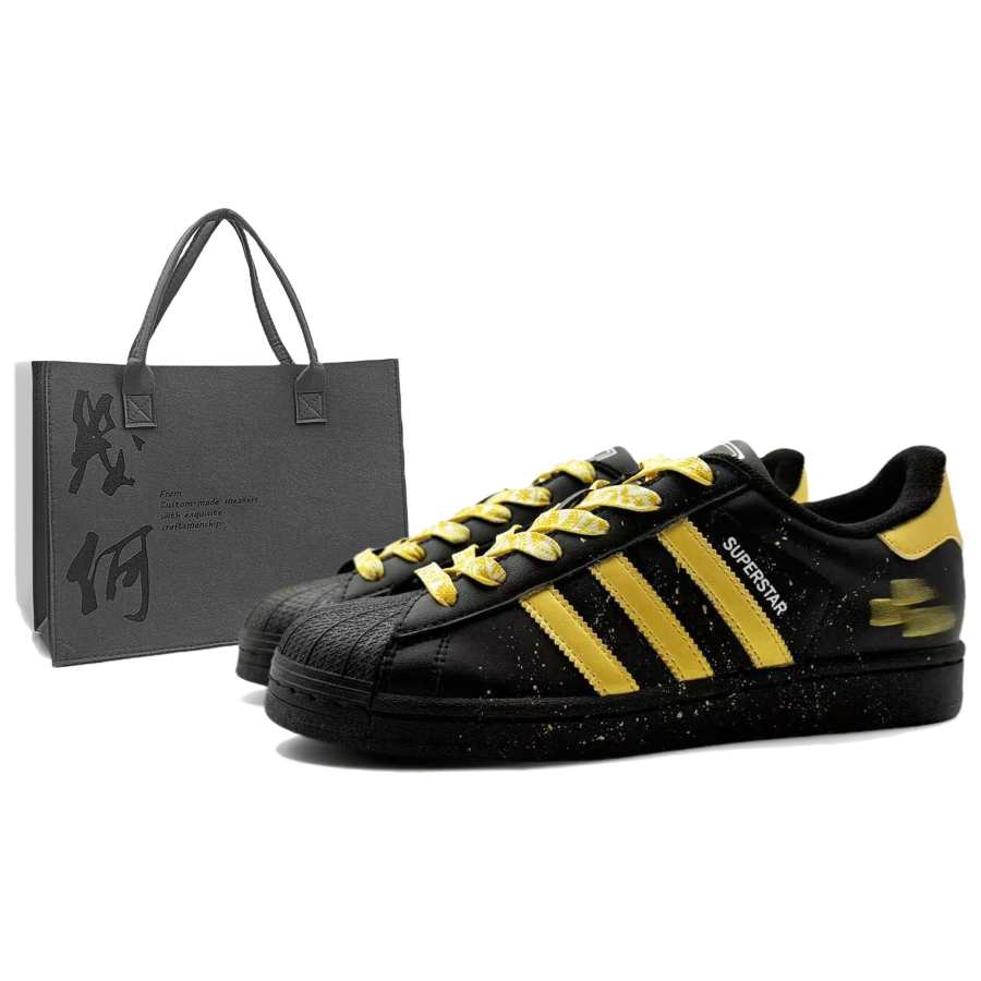 Adidas Originals Superstar 2 Abrasion Resistant Low top Skateboard Shoes Unisex Black Gold