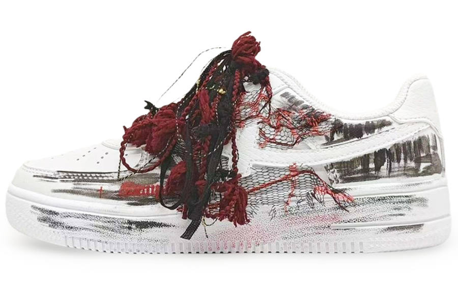 XTEP Air Force 1 Slip Resistant Abrasion Resistant Low top Skateboard Shoes Men's White Black Red