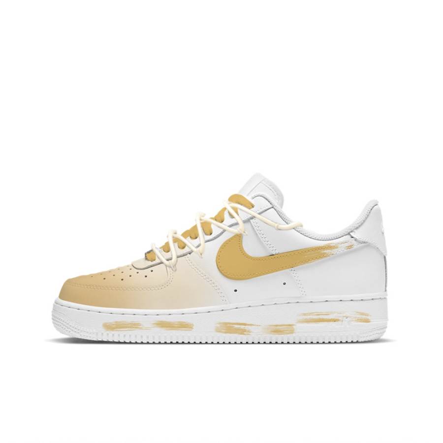 Nike Nike Air Force 1 Abrasion Resistant Abrasion Resistant Low top Skateboard Shoes Unisex White Yellow