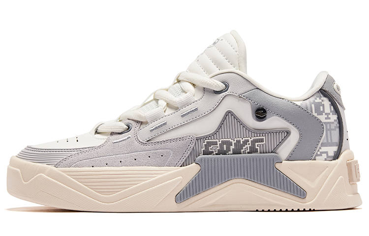 Erke Fabric Low top Skateboard Shoes Men's White Gray