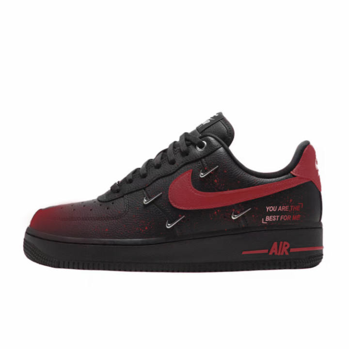 Nike Nike Air Force 1 Abrasion Resistant Low top Skateboard Shoes Women's Black Red