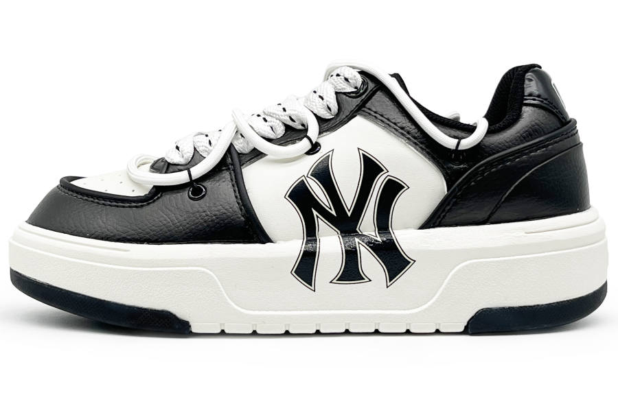 MLB Chunky Liner Abrasion Resistant Height Increasing Low top Skateboard Shoes Unisex Black White
