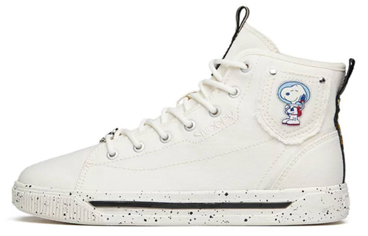 ANTA SNOOPY x Anta Snoopy Canvas High top Skateboard Shoes Women's White Black