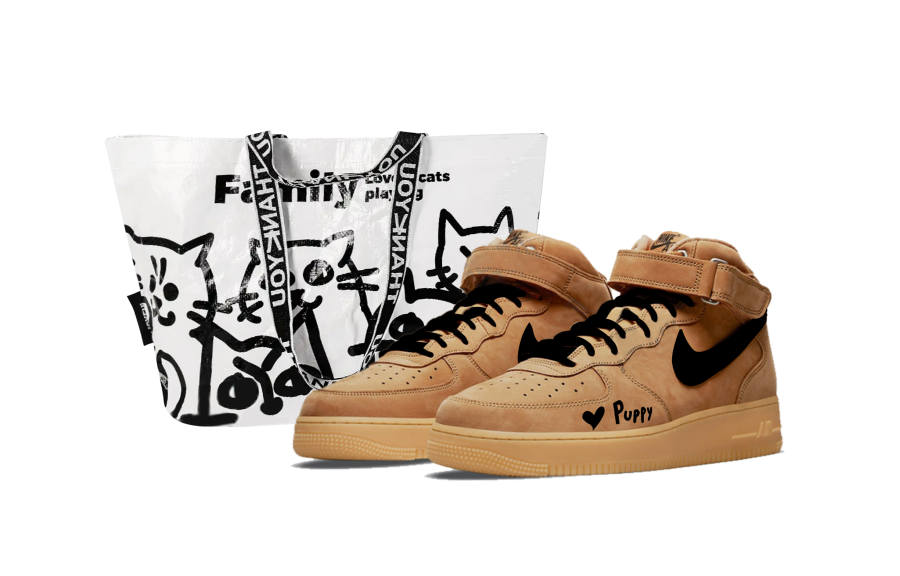 Nike Nike Air Force 1 Warm Wheat 3.0 Shopping Bag Cushioning, Wear Resistant Mid top Skateboard Shoes Unisex Black Brown