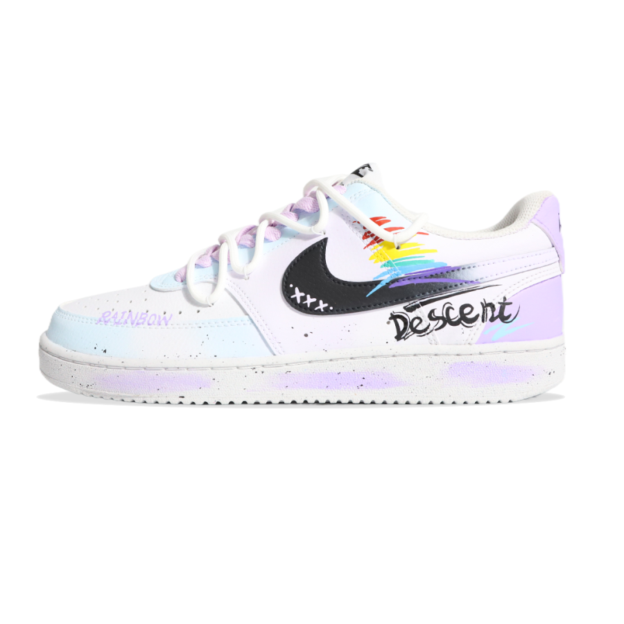 Nike Nike Court Vision 1 Slip Resistant Abrasion Resistant Low top Skateboard Shoes Unisex White Purple