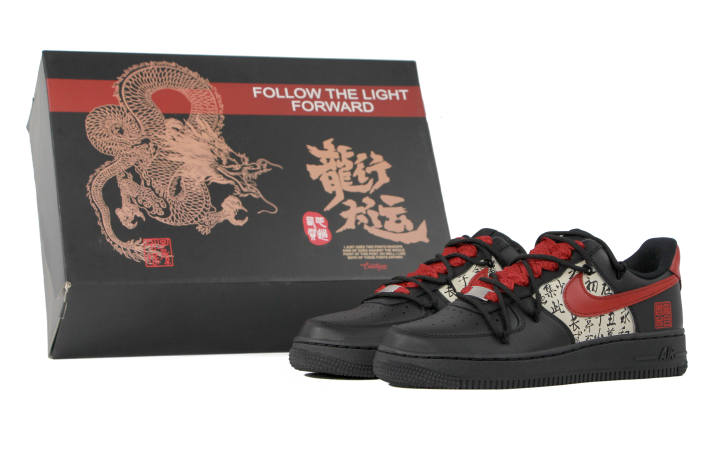 Nike Nike Air Force 1 Low top Skateboard Shoes Unisex Black Red
