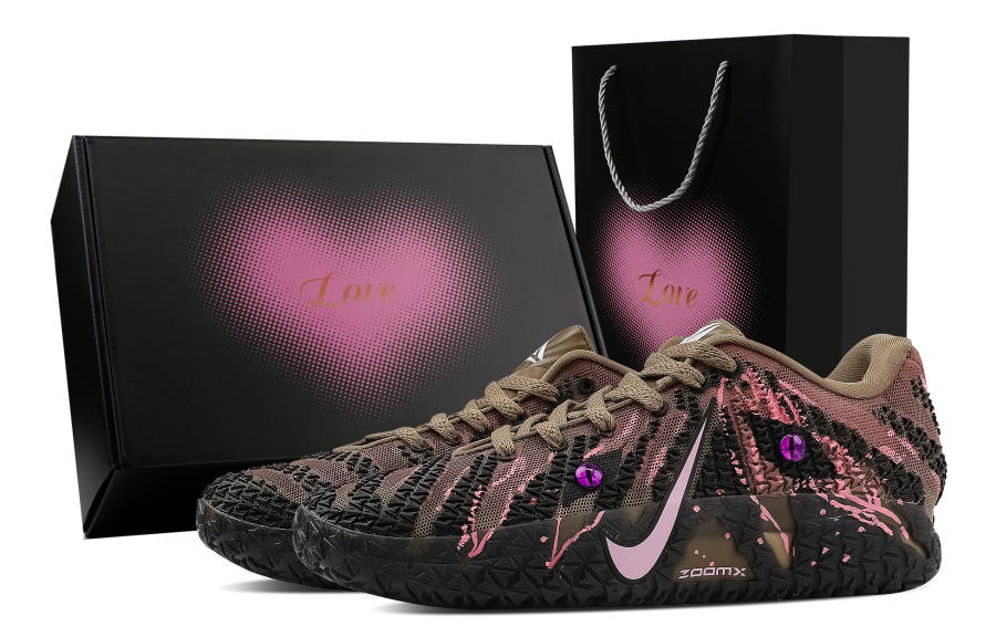 Nike Nike Ja Morant 3 Dark Brown Pink Star, Heart Box Abrasion Resistant Low top Basketball Shoes Men's Black Pink