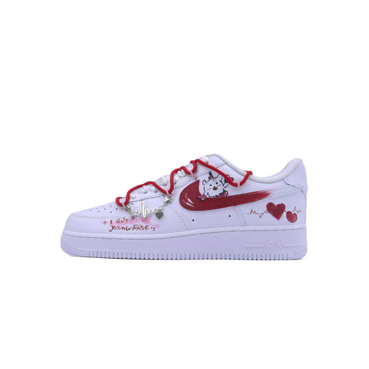 Nike Nike Air Force 1 Skateboard Shoes Unisex Low Top White Red