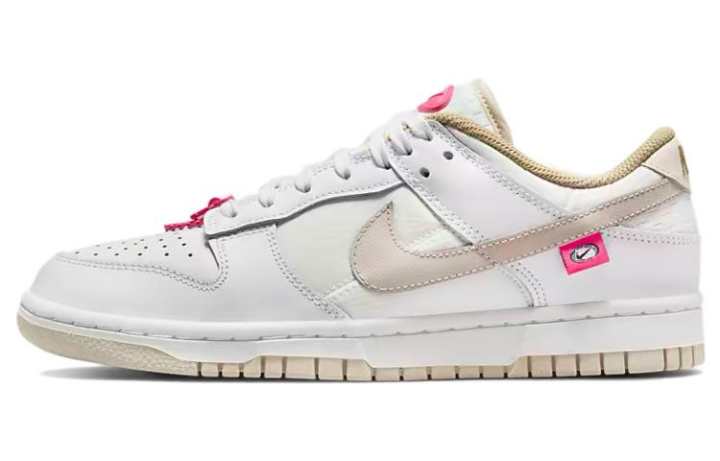 Nike Nike Dunk Street Dance Collection Textile, Split Cow Leather Classic Low top Skateboard Shoes Women's White Pink