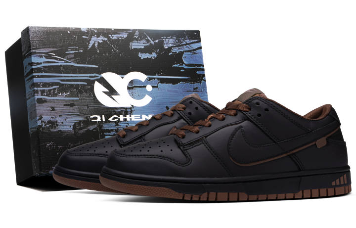 Nike Nike Dunk Black Matcha, Box Leather Abrasion Resistant Low top Skateboard Shoes Unisex Black Brown
