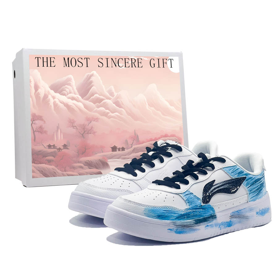 Li-Ning Li Ning Floating Boat Slip Resistant, Abrasion Resistant, Breathable Low top Skateboard Shoes Men's Blue White