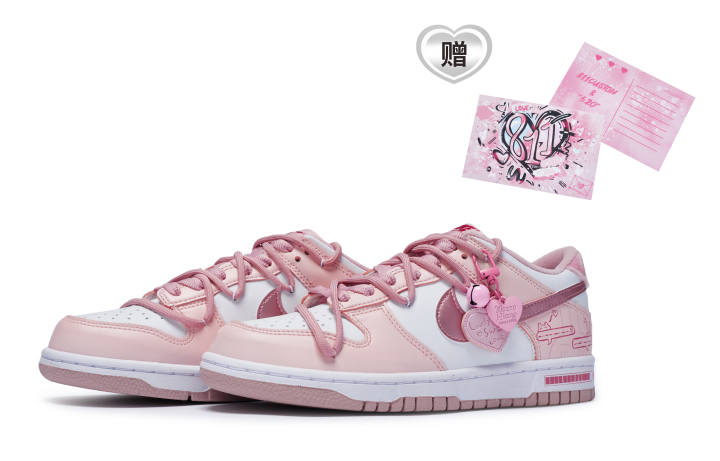 Nike Nike Dunk 811 Manufacturing, Pink Bunny Journal Low top Skateboard Shoes GS Pink White