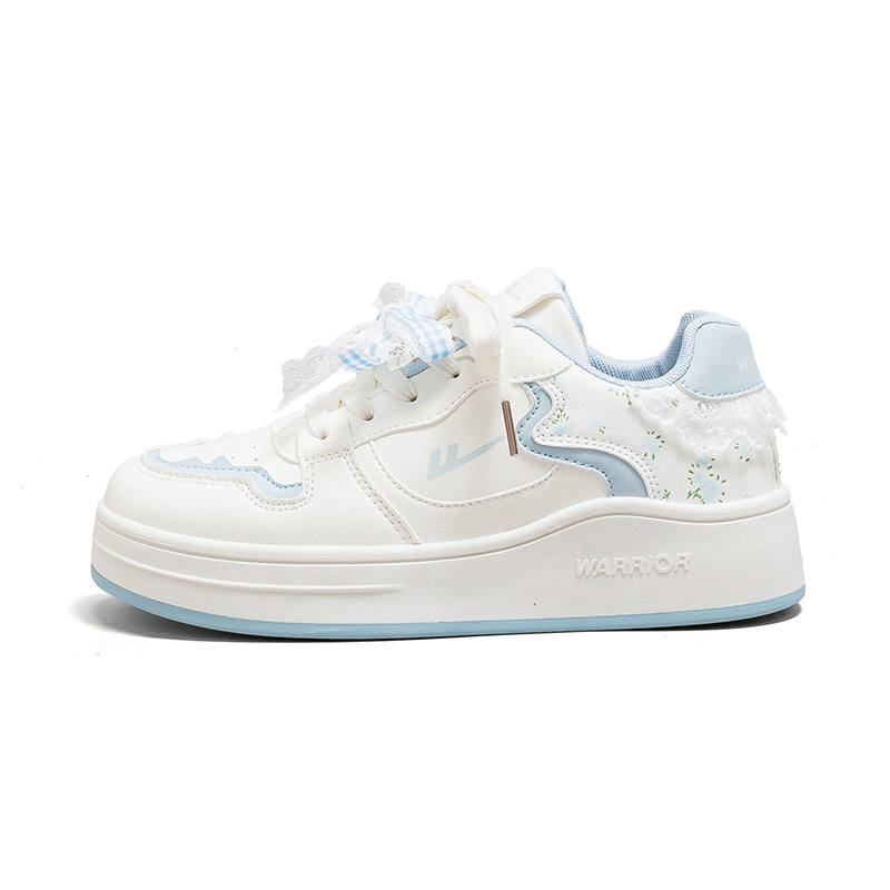 WARRIOR Slip Resistant, Abrasion Resistant, Height Increasing Low top Skateboard Shoes Women's Beige Light Blue