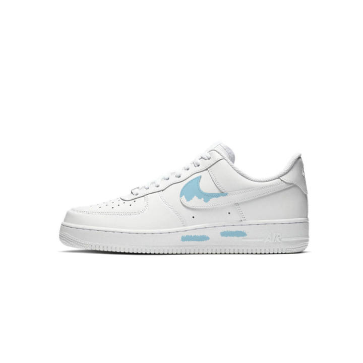 Nike Nike Air Force 1 Iceberg Abrasion Resistant Low top Skateboard Shoes Unisex White Blue