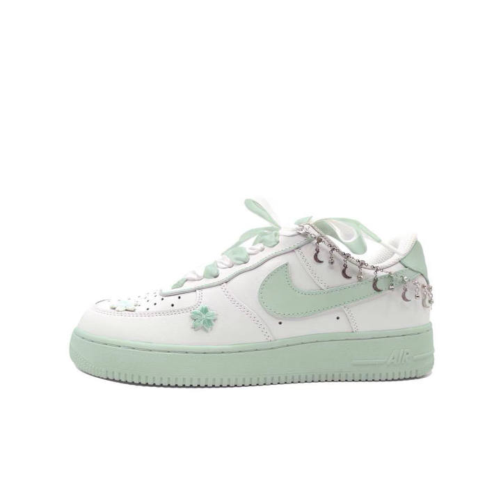 Nike Nike Air Force 1 Slip Resistant Abrasion Resistant Low top Skateboard Shoes Unisex Green Grape