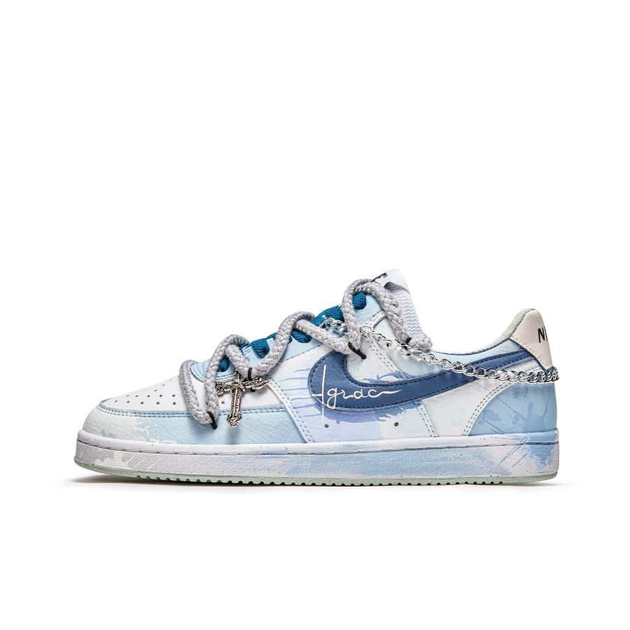 Nike Nike Court Vision 1 Freedom Panda, Serene Island Slip Resistant Abrasion Resistant Low top Skateboard Shoes Men's