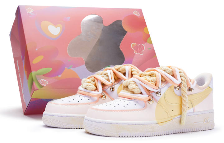 Nike Nike Air Force 1 '7 Air Force 1 'T10' Low top Skateboard Shoes Men's White Pink Yellow