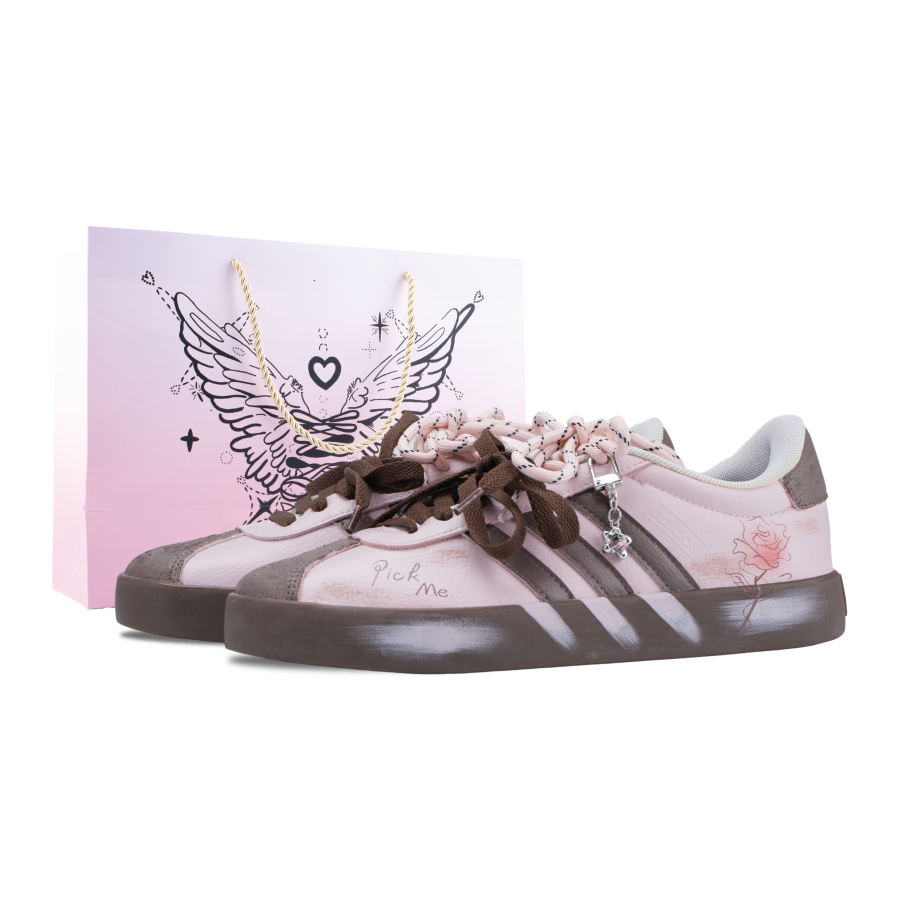 Adidas Adidas VL COURT 3.0 Cute Berry Hazelnut Slip Resistant Abrasion Resistant Low top Skateboard Shoes Women's Brown Pink