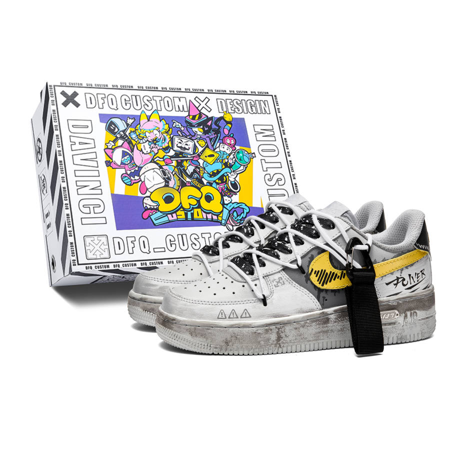 Nike Nike Air Force 1 Warning Line, Box Leather Cushioning Abrasion Resistant Cushioning, Wear Resistant Low top