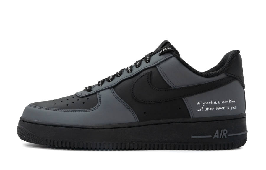 Nike Nike Air Force 1 Gray Love Letter Synthetic Leather Cushioning Low top Skateboard Shoes Unisex Black Gray