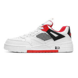 LUODONG Thermal Lightweight Slip Resistant Thermal Lightweight Slip Resistant Low top Skateboard Shoes Unisex White Red