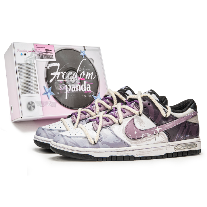 Nike Nike Dunk Slip Resistant Abrasion Resistant Low top Skateboard Shoes Unisex Purple White