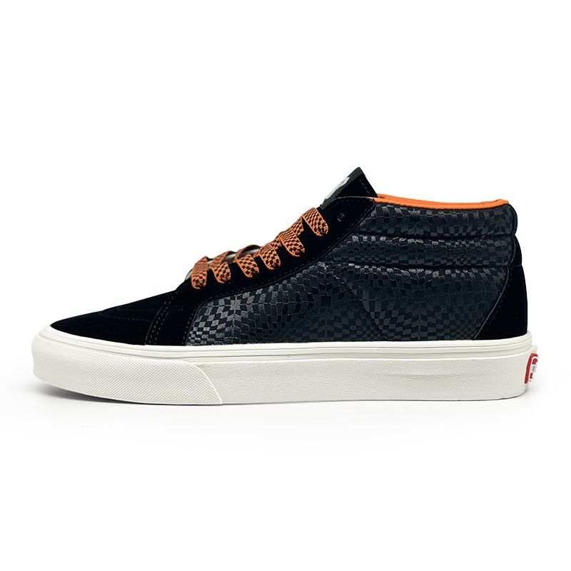 VXDT Abrasion Resistant Slip Resistant High top Skateboard Shoes Unisex Black Orange