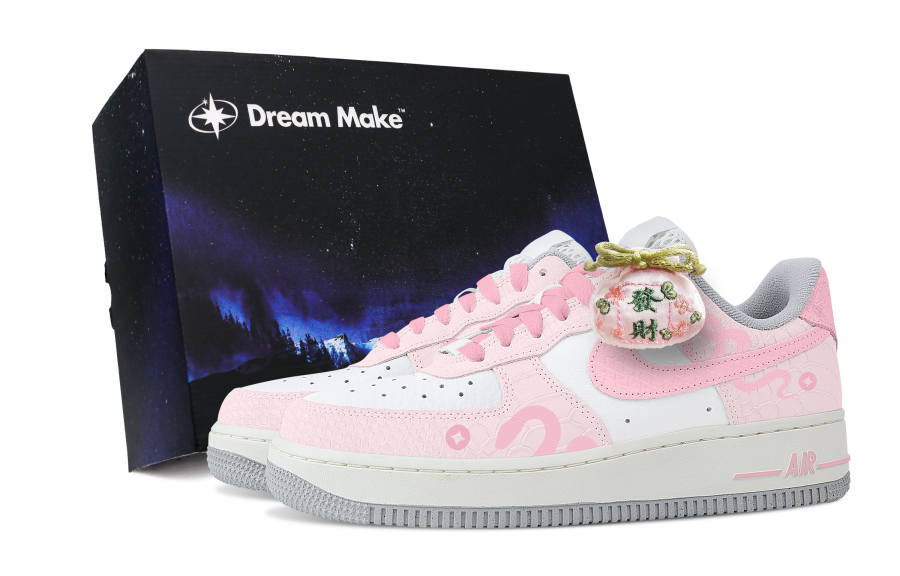 Nike Nike Air Force 1 Slip Resistant Abrasion Resistant Low top Skateboard Shoes Women's White Pink