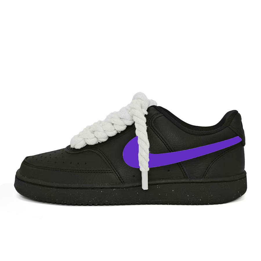 Nike Nike Court Vision Low Triple Black Purple Blade Abrasion Resistant Lightweight Wear resistant And Lightweight Low top